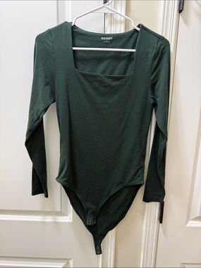 Old Navy Forest Green Square-Neck Long Sleeve Bodysuit